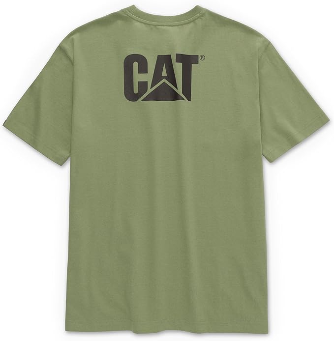 CAT Men's Trademark T-Shirts with Shape-Retention Rib Trim Spandex, Tagless Neck, and Cat Logo on Left Chest