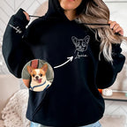 DILYPOD Personalized Embroidered Dog Mom Sweatshirt, Custom Line Art Portrait Dog Sweatshirt, Pet Name Sweatshirts Women, Dogs Mom Hoodie, Customized Pet Lover Gifts, Mothers Day Christmas Birthday