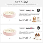 Love's cabin Round Donut Cat and Dog Cushion Bed, 25in Pet Bed for Small or Medium Dogs, Anti-Slip & Water-Resistant Bottom, Soft Durable Fabric Pet Beds, Washable Calming Cat Bed Pink Stripe