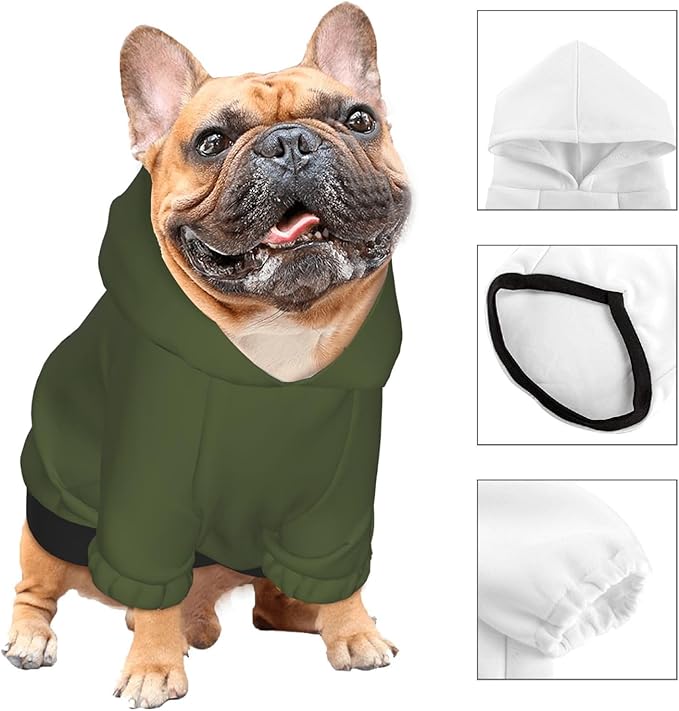 Personalized Dog Hoodie Custom Hooded Pet Warm Pullover Sweatshirt with Name Number Clothes for Chihuahua Pupppy Kitten Hoodies Puppy Soft Sweater Winter Small Dogs Cats, Army Green, L,