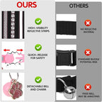BINGPET Reflective Cat Collar Breakaway with Bells,3 Pack Kitten Collar for Girl Boy Cats with Cute Pendant Glow in The Dark,Adjustable 8''-11.8'',Pink