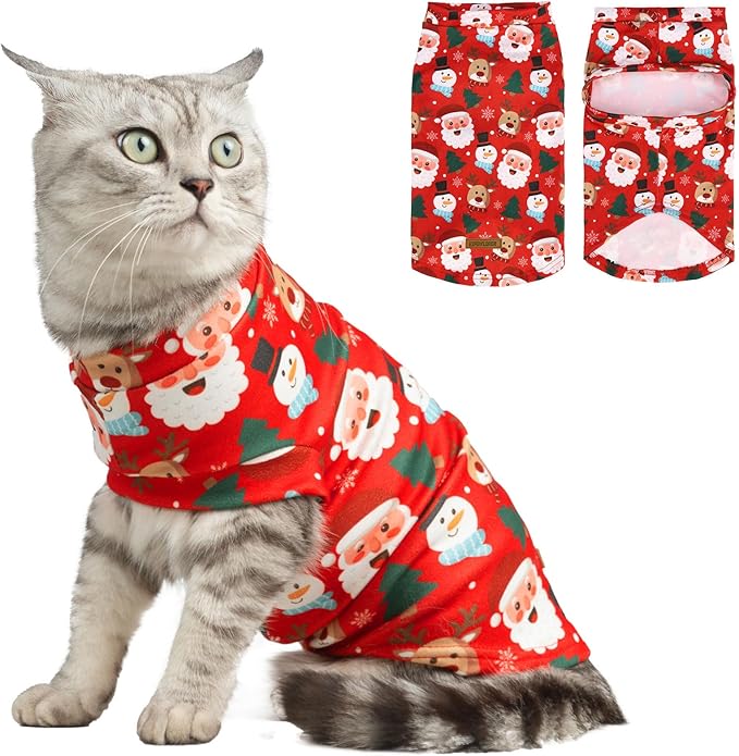 EXPAWLORER Cat Christmas Sweater - Sweaters for Cats Only Soft Warm Pet Clothes, Fall and Winter Xmas Coat Pullover Design, Fleece Sweatshirt Clothing Also for Puppy Small Dogs, Small