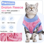 DENTRUN Sleeveless Cat Vest with Dinosaur Print, Breathable Ultra-Soft Dralon Fleece Cat Sweater, All-Season Pet Costume Apparel for Cats, Kitten Clothing for Indoor/Outdoor, Pink, M