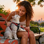 rabbitgoo Cat Harness and Leash for Walking, Escape Proof Soft Adjustable Vest Harnesses for Cats, Easy Control Breathable Reflective Strips Jacket, Black & Red, M