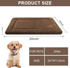 Dog Bed Mat,Reversible & Ultra Soft Kennel Pad-Machine Washable Pet Bed for Dogs & Cats-All-Weather Crate Liner for Crates,Carriers & Travel (Dark Brown, 24" L x 18" W x 1.5" Th)