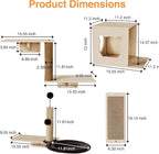 Cat Wall Shelves, Wooden Multi-Level Cat Climbing Furniture, House, Steps, Sisal Scratcher, Perches Bed & Ball, Space-Saving Wall Mounted Cats Shelves for Play & Rest