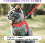 Cat Harness and Leash Set,Escape Proof Kitten Harness,Step in Adjustable Soft Lightweight,Easy Control,Reflective Strips Comfortable for Walking Travel(Red,XXS)