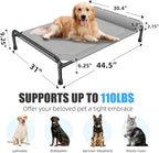 Simple Trending Elevated Dog Bed for Large Dogs, Cooling Raised Pet Cot with Bolster, Breathable Outdoor Couch Bed, 44.5" x 31", Grey