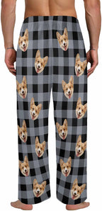 Artsadd Personalized Christmas Pajama Pants Socks for Men Custom Photo Pajama Bottoms for Men S-XXL