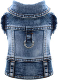 Cool Dog Jean Jacket Vest with D-Ring Blue Denim Dogs Outfits for Small Medium Dogs Cats Boy Male Dog Clothes Costume Dogggie Puppy Harness Coat for Frenchie Walking(Blue with D-Ring,XL)