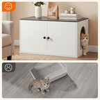 HOOBRO Cat Litter Box Enclosure, Hidden Litter Box Furniture with Side Entry, Litter Box Cabinet, Indoor Cat House, End Side Table, 31.5" L x 17.7" W x 16.3" H, White and Charcoal Gray BW40MW01