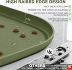 Small Silicone Pet Food Mat with Raised Edge for Food and Water Bowl, Square Dog Feeding Mats, Cat Food Trays for Floor Waterproof, Rubber Tray for Dogs and Cats, 12 x 12 x 0.7 Light Olive Green