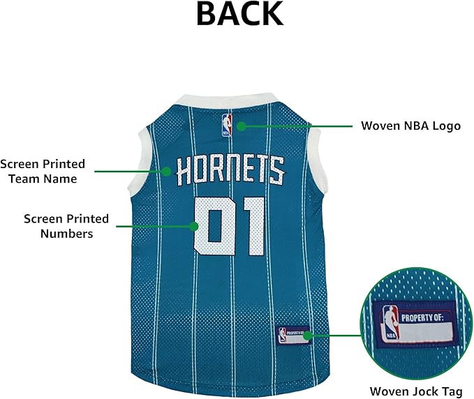 Pets First NBA Charlotte Hornets Dog Jersey, Large - Tank Top Basketball Pet Jersey