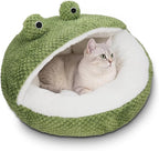 CWV Cute Cat Beds Kitten Beds, Soft Small Dog Beds, Washable Pet Beds for Puppy and Kitty, Funny Frog Cat Cave, 23 Inches