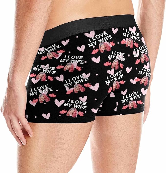 M YESCUSTOM Custom Faces Funny Short Briefs Gift for Husband Underwear