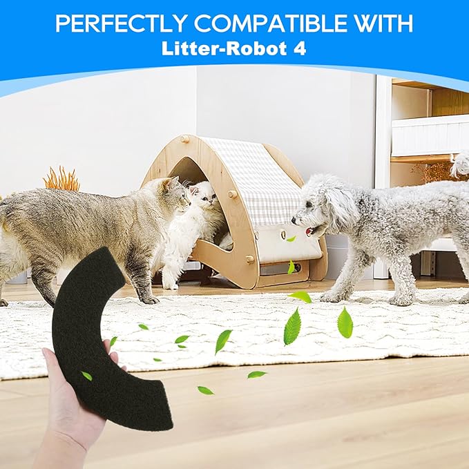 8-Pack Carbon Filters Compatible with Litter-Robot 4, Litter Box Filters Replacement Accessories, Activated Carbon Eliminate Odor, Controls Moisture on Pet's Body and Keep Home Fresh
