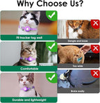 Smart Cat GPS Tracker, Cat Tracker Collar with Safety Elastic Buckle, Compatible with Apple Find My App (Only iOS), No Monthly Fee, Waterproof (White Tracker, Purple Cat Collar)