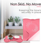 Super Design Dog Food Mat Dog Bowl Mat for Food and Water Silicone Non Spill Cat Feeding Mat Puppy Placemat Waterproof - 20.5" x 14.5", Pink