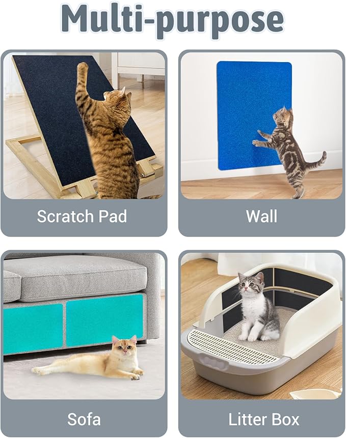 BNOSDM Cat Nail File Scratcher, 6 Pack Replaceable Stickyback Sandpaper for Cat Scratching Board, Pet Scratch Liner for Furniture, Litter Box or Any Flat Surface (Black)