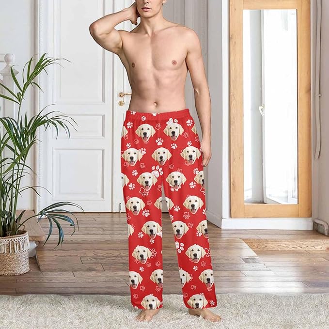 Custom Couple Pajama Pants Sock with Funny Face, Personalized PJ Anniversary Birthday Women Men Pants