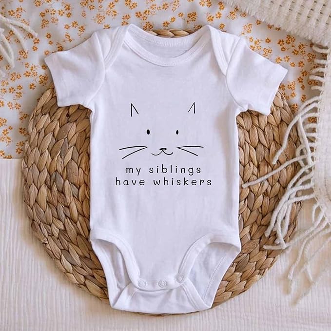 My Siblings Have Paws Bodysuit Baby Paws Romper Cat Whiskers Bodysuit Cute Baby Clothes Newborn Sibling Announcement Bodysuit