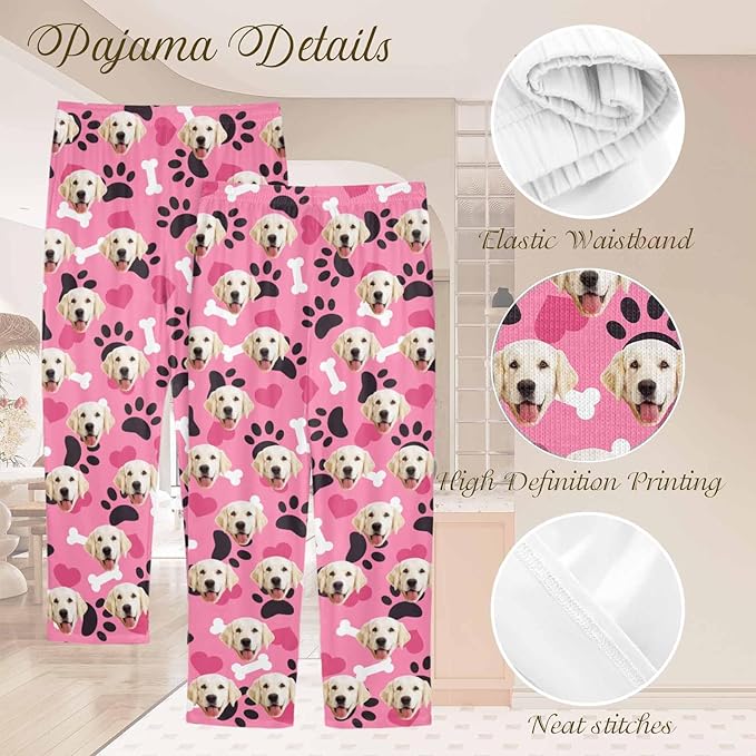 Custom Couple Pajama Pants Sock with Funny Face, Personalized PJ Anniversary Birthday Women Men Pants