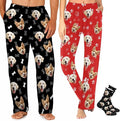 MyPupSocks Custom Pajama Pants for Pet Lover, Personalized Photo Face Printed Pajama Bottoms Sleepwear with Pockets