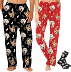 MyPupSocks Custom Pajama Pants for Pet Lover, Personalized Photo Face Printed Pajama Bottoms Sleepwear with Pockets