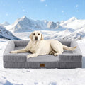 Cooling Dog Bed for Large Size Dogs, Q-Max >0.4 Summer Cool Orthopedic Foam Pet Sofa Bed with Sides, Bolster Anti-Slip Couch with Washable Removable Cover, XL 44x32x7 inch, Dark Grey