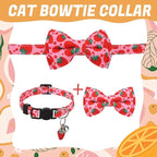 6 Pack Breakaway Cat Collars with Bow Tie and Bells Fruit Pendants Adjustable Safety Kitten Collar Fruit Cat Collar with Bell Ideal for Girl Boy Cats