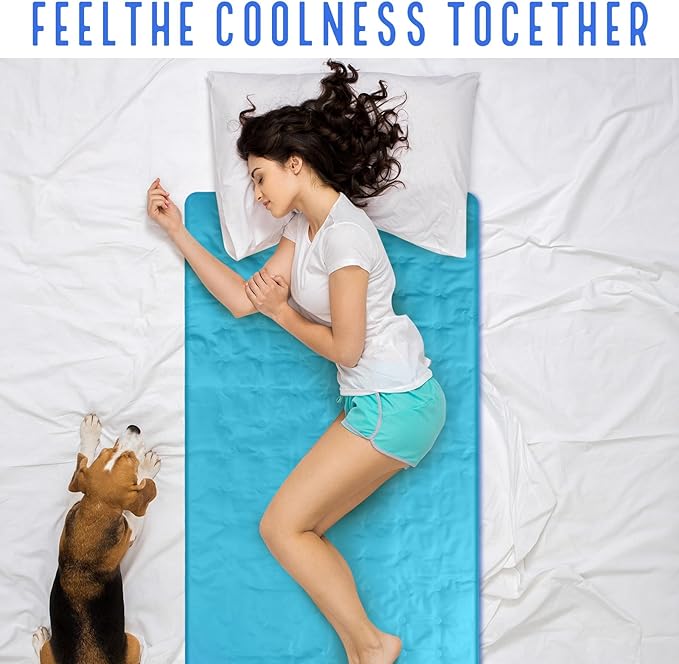 Cooling Pad Mat for Sleep Cooling Mattress Pad Gel for Bed, Relieve Pain, Summer Hot Flashes, Adult, Pets, No Water or Electricity Required(Light Blue,48 x 28 Inch)