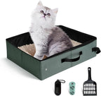 Portable Litter Box for Cats Kitten Foldable Travel Litter Box with Lid, Leak-Proof No Smell Easy to Carry, Clean and Store Easy for Car Travel, Hotle Stays and Road Trip 16x12x4.3inches (No lid)