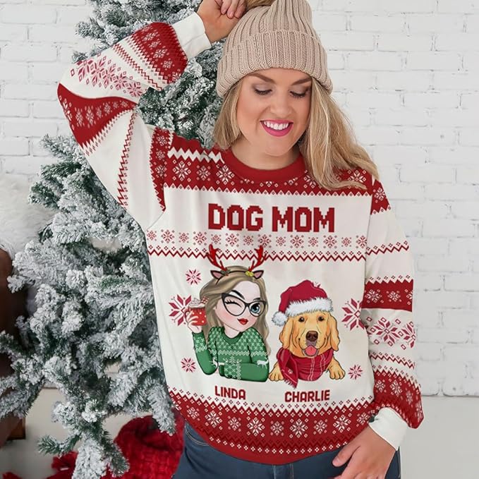 Wrappiness A Girl And Her Dog Christmas Sweatshirt - Cozy Unisex Fit Custom Shirt - Cute for Women Pet Lovers