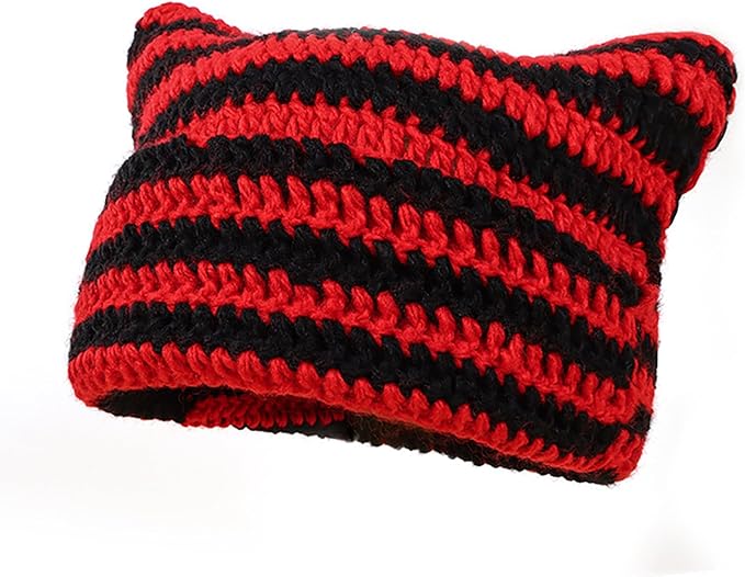 CORIRESHA Therian Emo Clothing Cat Ear Y2k Beanie Grunge Fingerless Gloves Bohemian Stacked Bracelets Set