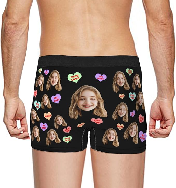 Personalized Underwear for Men with Face Custom Face Boxers Customized Boxer Briefs Funny Gifts for Him Husband Boyfriend
