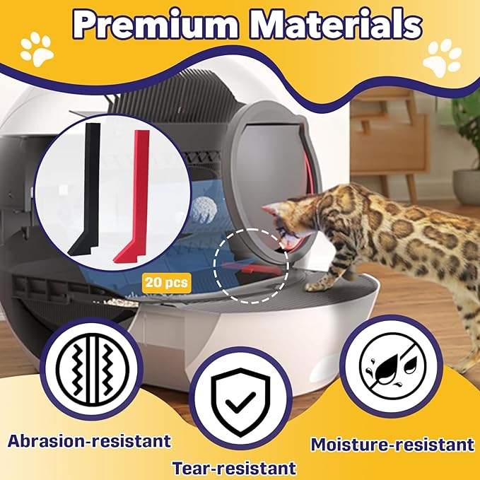 20 Packs Foams Compatible with Els Pet Litter Box, Precise Cut Seal Cat Litter Self Cleaning Replacement Part to Prevent Litter Spillage, Red & Black