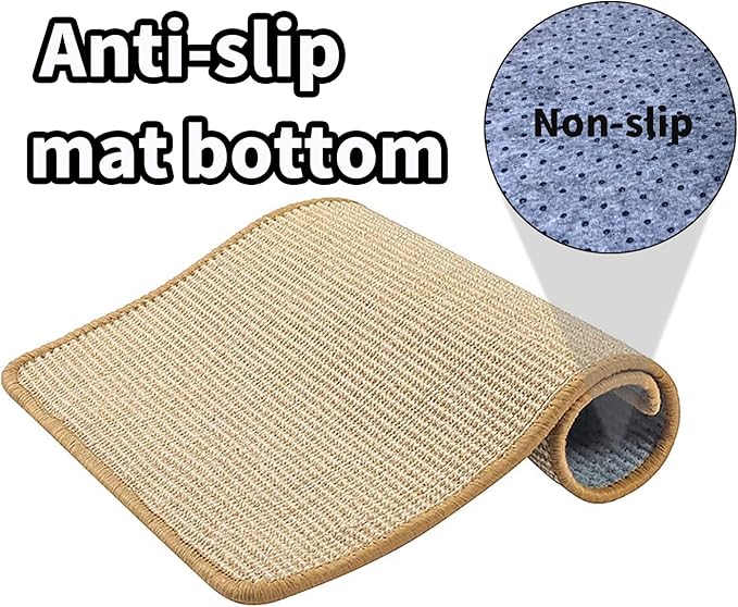 PODOO Bunny Scratch Pads, Sisal Rabbit Scratching Pad, Natural Rabbit Resting Mats for Cages, Forage Grass Mat Indoor Essentials Accessories for Guinea Pig Cat (2Pcs, 23.6 x 15.7 inches)