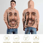 Artsadd Custom Face Unisex athletic Pockets Sweatshirt Loose Hoodie Custom Christmas Long Sleeve Sweatshirt Hooded Pullover