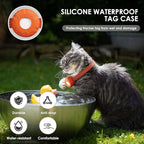 Cat GPS Tracker, Smart Cat Tracker Compatible with Apple Find My App (Only iOS), No Monthly Fee, Waterproof (White Tracker, Orange Cat Collar)