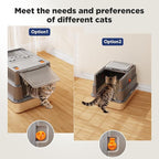 FURTIME Stainless Steel Litter Box with Lid for Kitty, Metal Enclosed Cat Litter Box for Small Cats, Kitten Cat Box with High Sided Enclosure & Scoop, Odor Free, Anti-Leakage, Grey