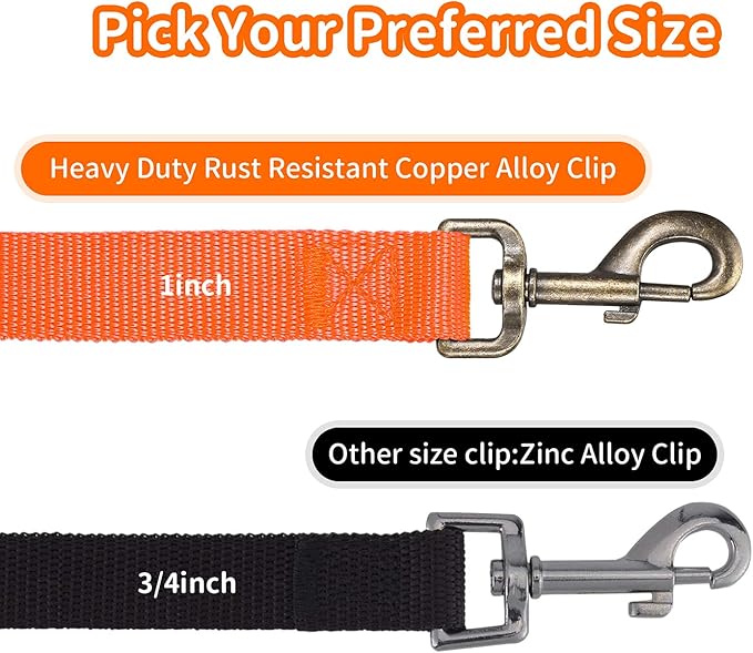 HIKISS Long Dog Leash Obedience Recall Training Agility Lead with Thickening Material for Large Dog - 15ft 20ft 30ft 50ft 100ft Training Leash(Orange 15ft)