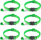 6 Pack Breakaway Cat Collar with Bells, Claw Print Design, Safety Buckle Kitten Collars, 0.4 Inches Width Lightweight, Adjustable 7.5-12.5 Inches Suitable for Girl Boy Cats