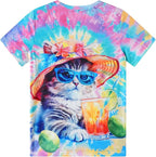 Funnycokid Girls Shirts Cat T Shirt Size 5-12 Clothes for Kids