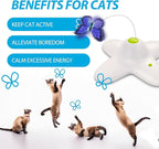 ALL FOR PAWS Interactive Butterfly Cat Toy, Automatic Cat Butterfly Wand Toys for Kitty, Electric Fluttering Butterfly Cat Teaser Toy for Indoor Cats