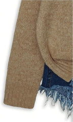 WDIRARA Women's Cat Graphic Sweater Long Sleeve Crew Neck Knit Tops Casual Knitwear