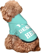 Dog Costume, Custom Dog Hoodie, Dog Name Costume Holiday Pet Pajamas Outfit, Personalized Pet Coat Costumes for Small Medium Large Dogs and Cats for Winter, Turquoise, S