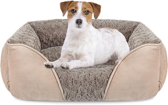 INVENHO Medium Dog Bed for Large, Small Dogs - Rectangle, Washable, Orthopedic, Soft, Calming, Durable Pet Cuddler with Anti-Slip Bottom (M: 25"x21"x8")