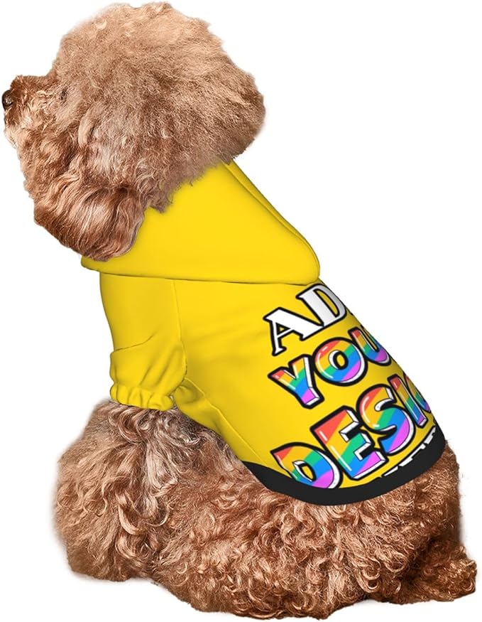 Personalized Dog Hoodie Custom Hooded Pet Warm Pullover Sweatshirt with Name Number Clothes for Chihuahua Pupppy Kitten Hoodies Puppy Soft Sweater Winter Small Dogs Cats, Gold, L,