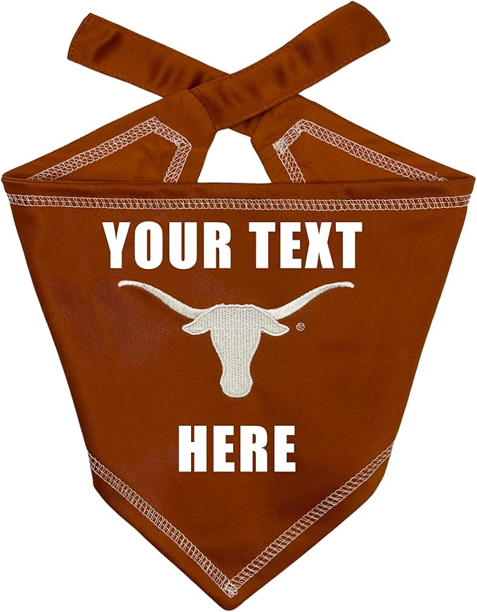 Pets First NCAA Texas Longhorns Personalized Tie Around Bandana for Dogs & Cats, Size Large/X-Large. Custom Dog Bandana Scarf Bib for Pet Cat Dog. The Ultimate Game-Day & Party Customizable Bandana