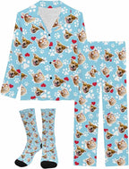 Artsadd Personalized Pajamas with Faces for Women Men Custom Christmas Pajamas Gifts for Family Couple, Funny Photo Pjs